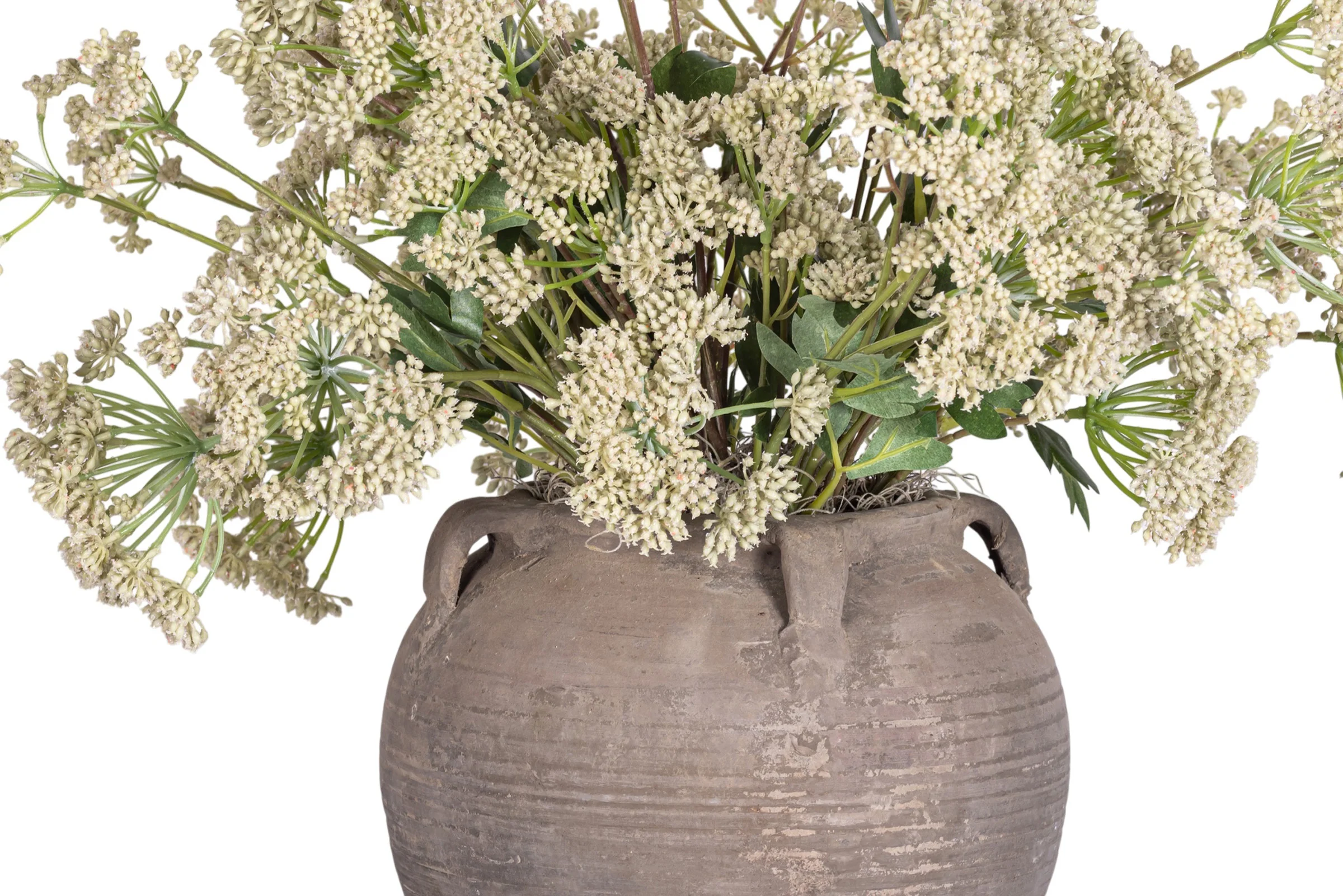 10" Vintage Clay Pot with Angelica Flower Arrangement AR1889 - Image 3