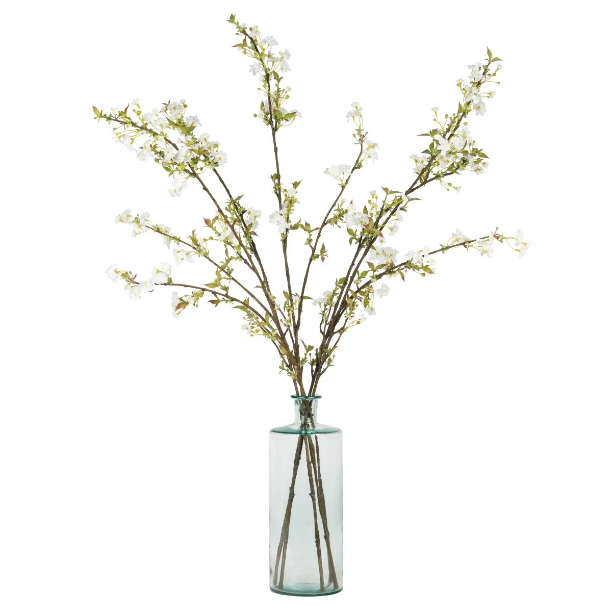15.5" San Miguel Glass Vase with White Blossom Stems AR1839