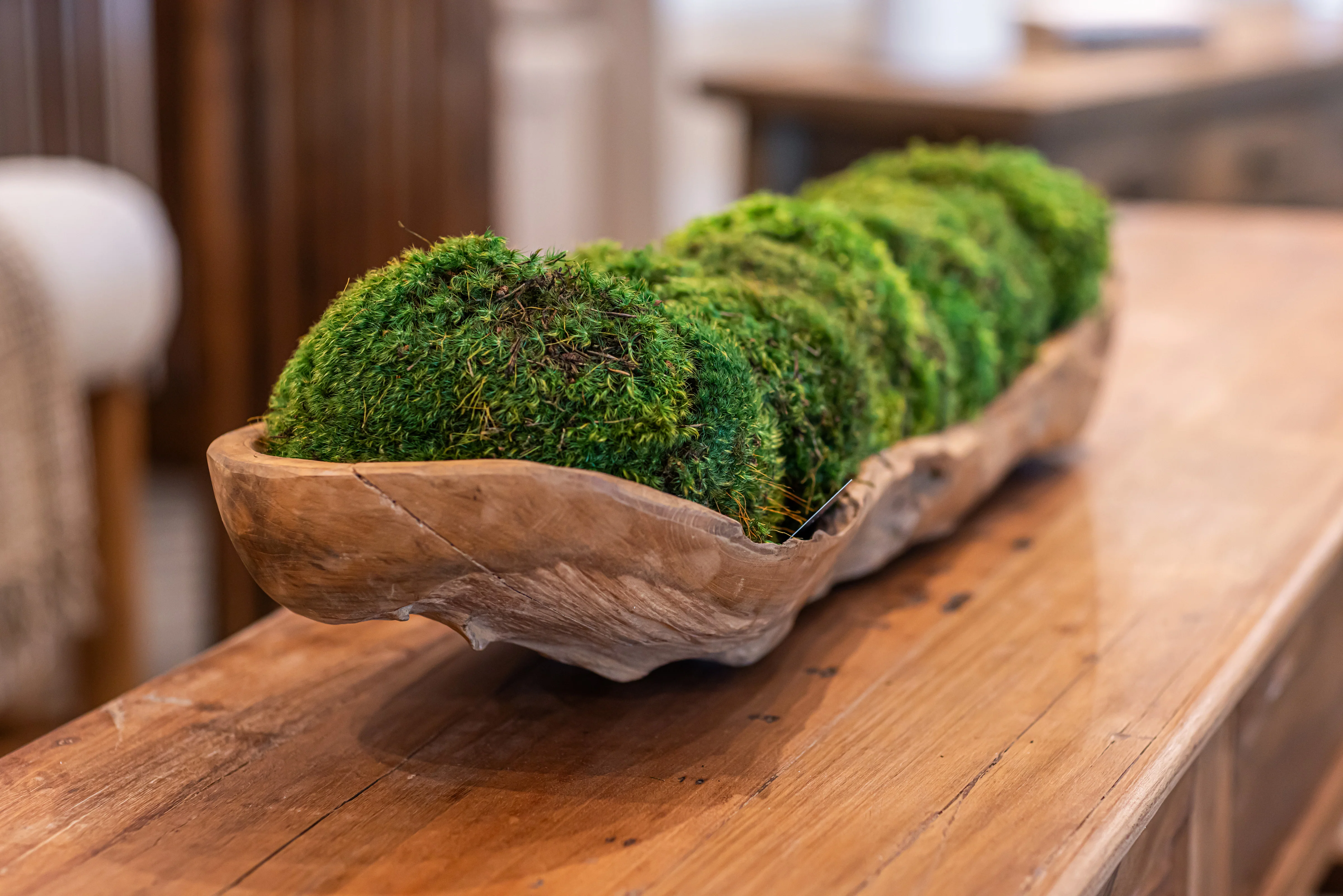 51.5" Kapal Wood Trough with Mood Moss Arrangement AR1617 - Image 3