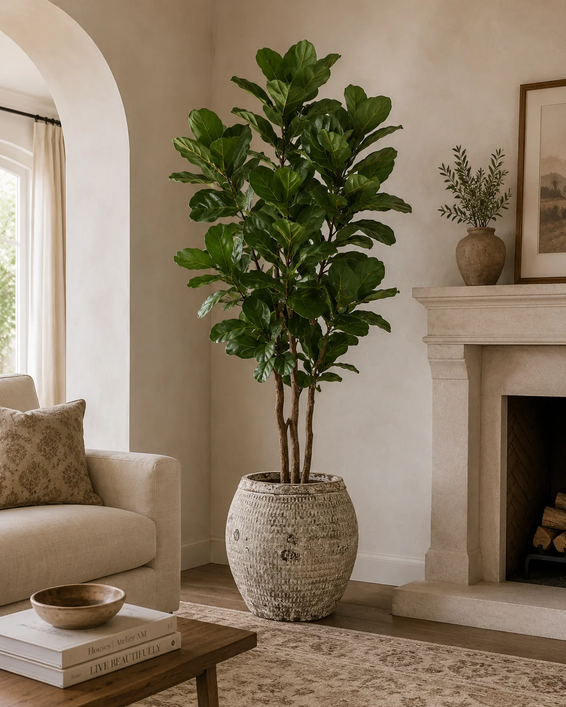 8' Fiddle Leaf Fig in Sable Planter PC1401CN1436