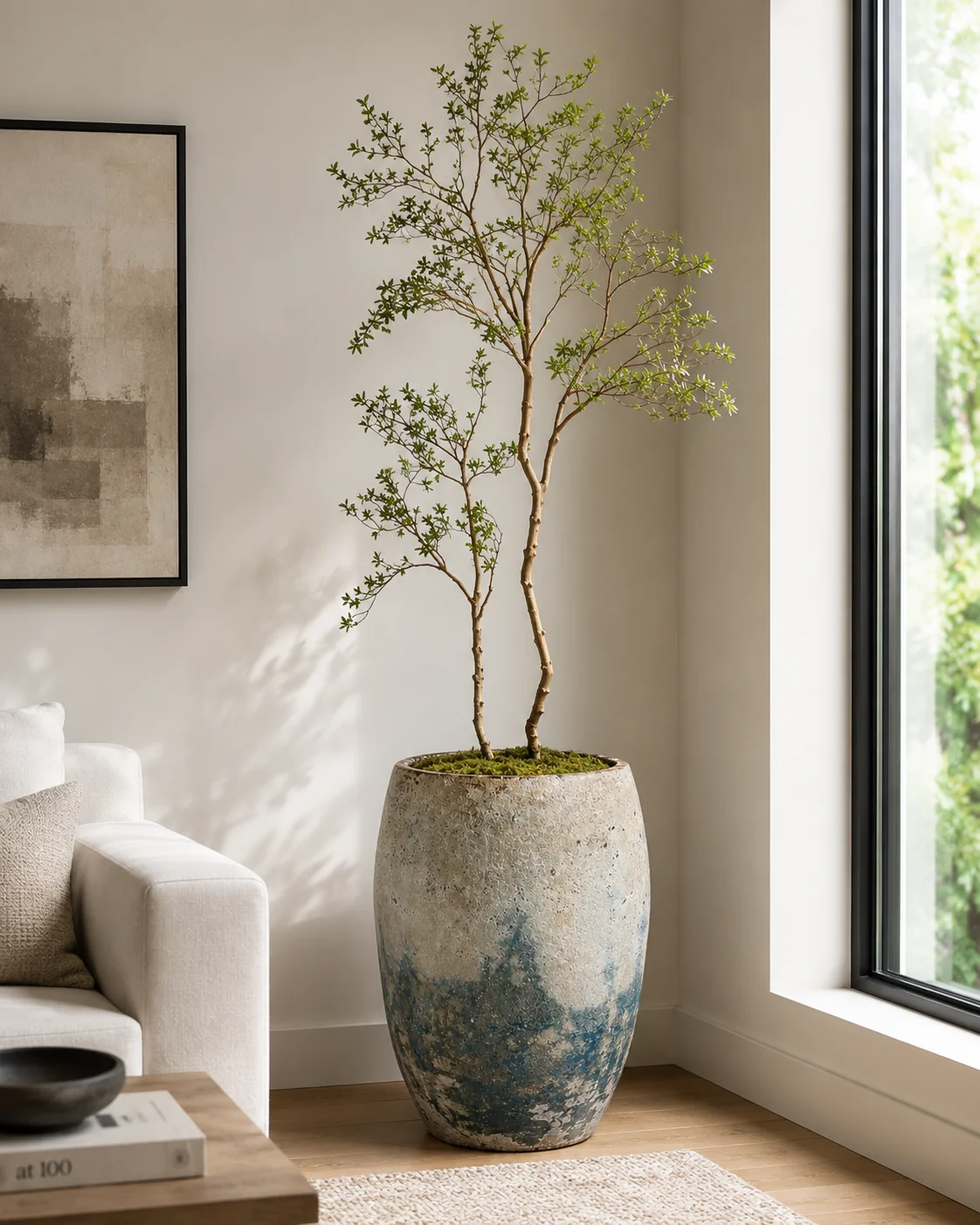8' Rhododendron in Large Argos Planter with 1-2" Mixed Rock   PC1474CN1373LG