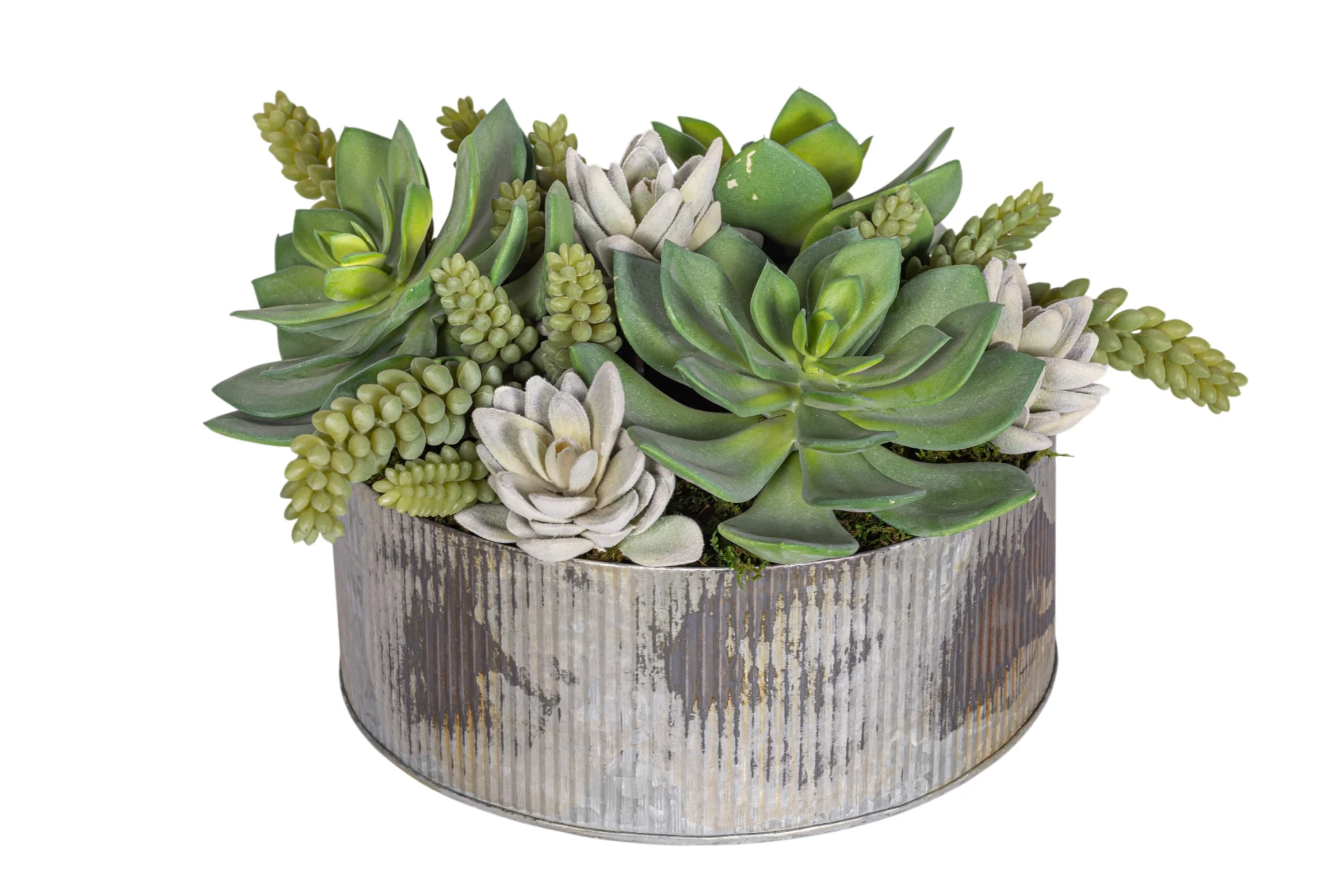 17" Rusty Galvanized Bowl with Mixed Succulent Arrangement AR1923 - Image 4